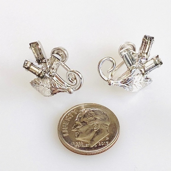 Earrings Sorrento Sterling Silver Screw Back Earrings Vintage Glass Crystals - Picture 3 of 9